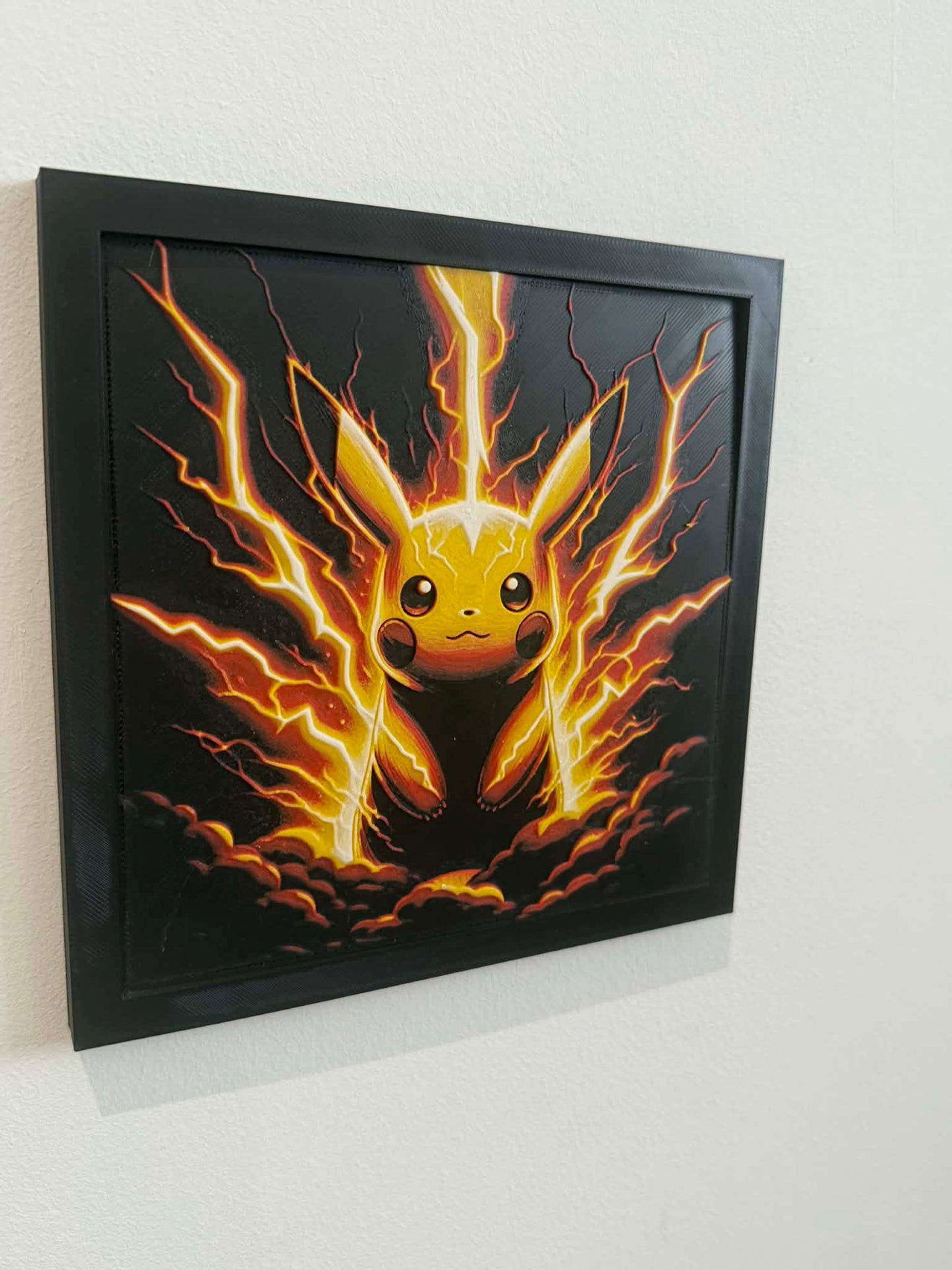 Charged Pikachu 3D Pop Art - Textured Pokemon Wall Plaque - Modern Anime Fan Gift