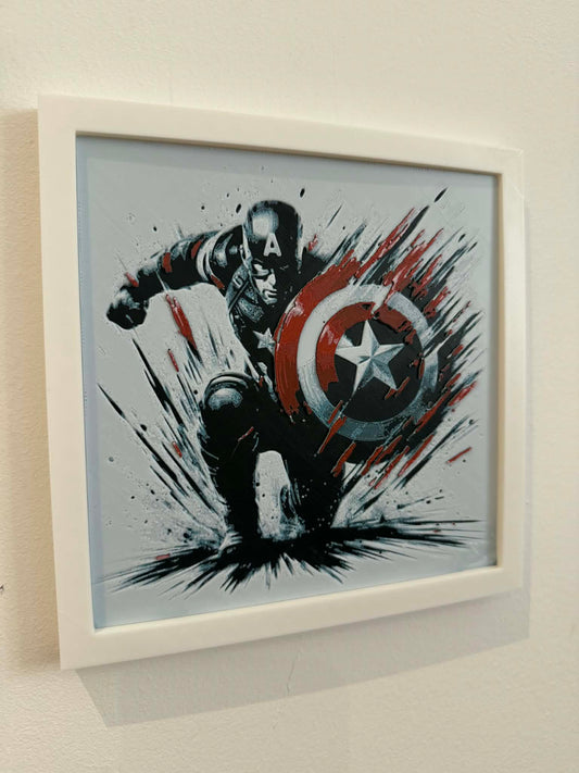 Dynamic 3D Textured Avenger Art | Team Cap Wall Decor