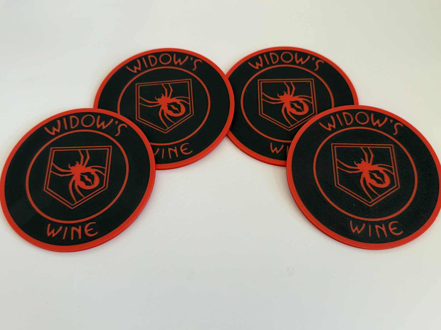 Widows Wine Perk Coasters: Geeky Home Decor, Set of 4