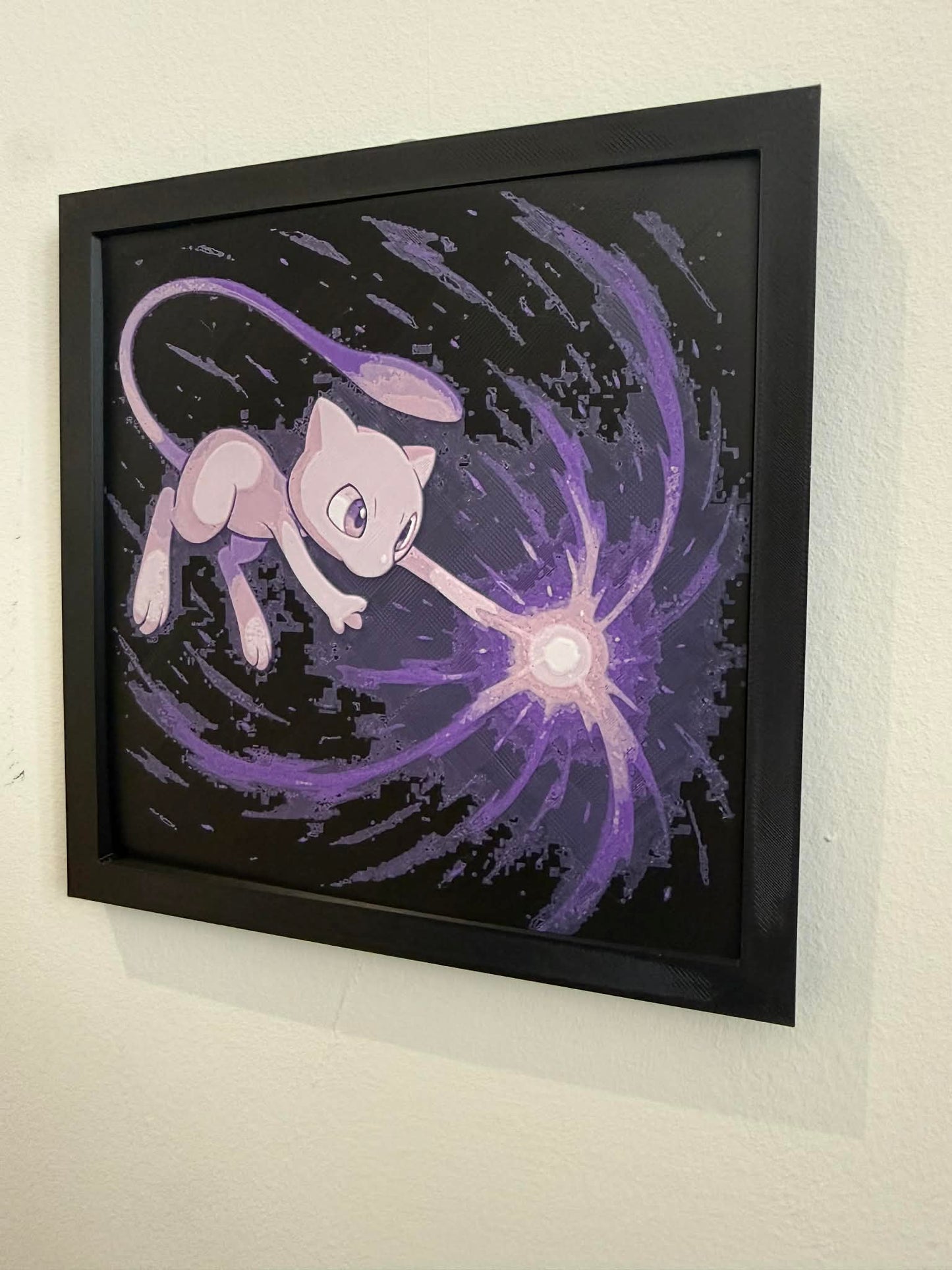 Charged Mew 3D Pop Art - Textured Pokemon Wall Plaque - Modern Anime Fan Gift
