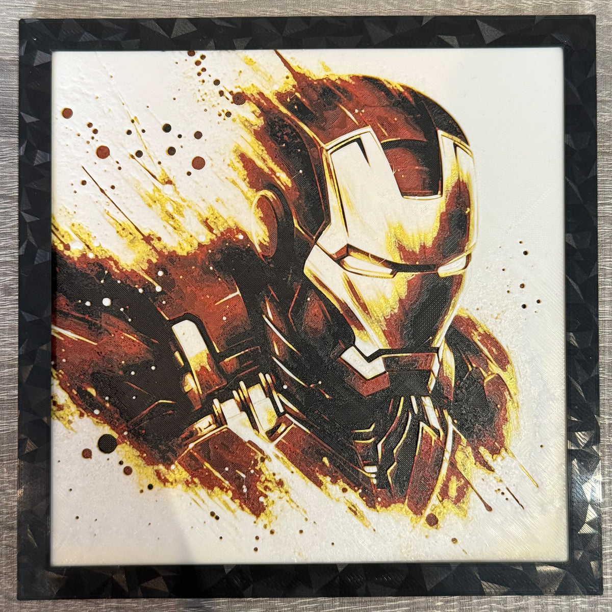 Dynamic 3D Textured Avenger Art | Iron Man Red & Gold Helmet Wall Decor