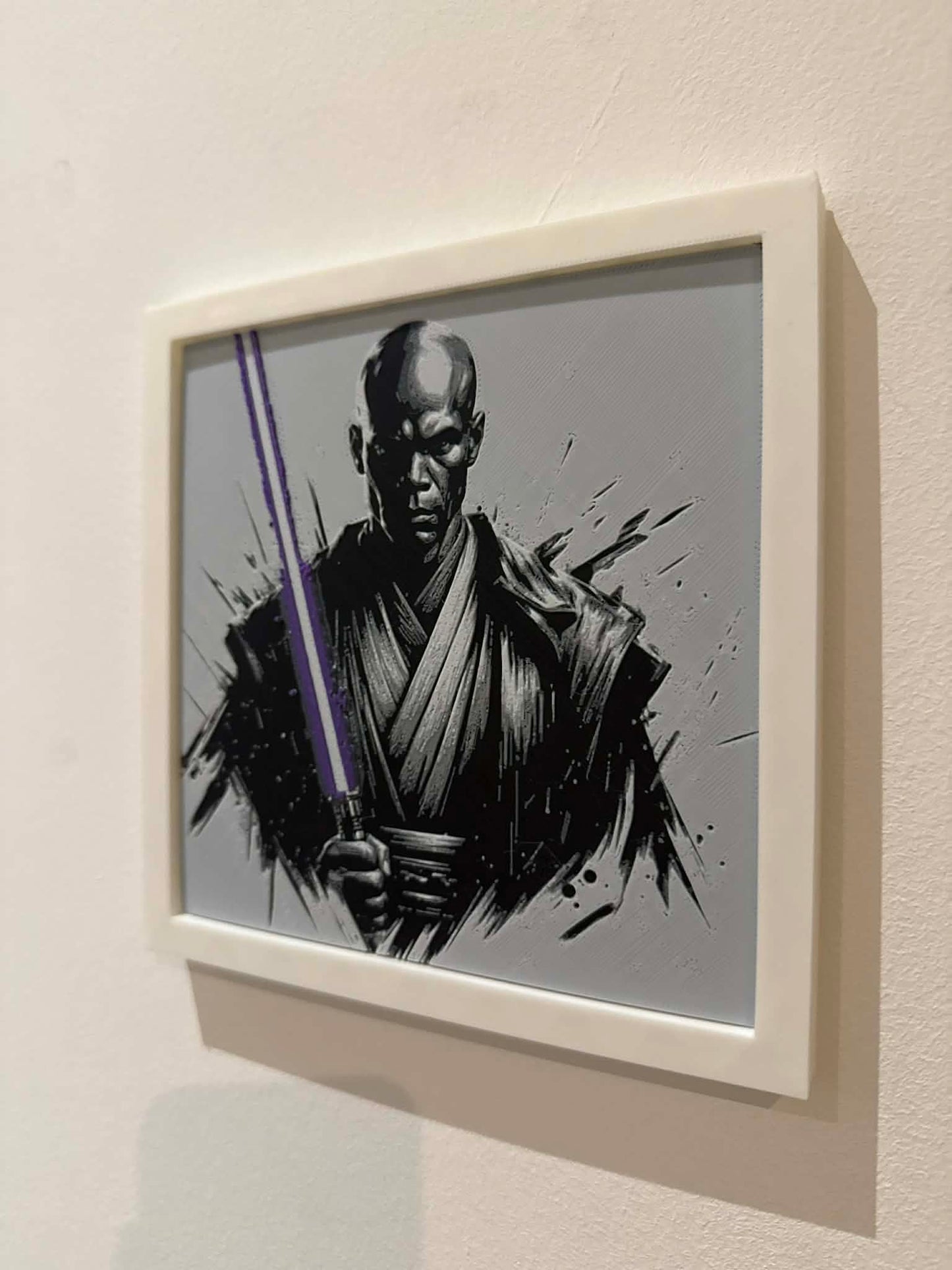 Stylized Master Windu 3D Pop Art - Textured Star Wars Wall Plaque - Modern Star Wars Fan Gift