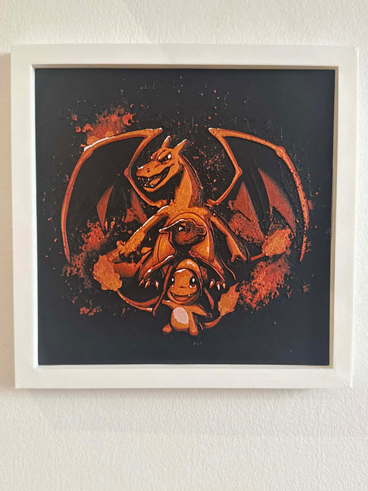 Charmander Evolution V2 3D Pop Art - Textured Pokemon Wall Plaque - Modern Anime Fan Gift