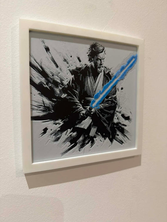 Stylized Jedi Master Kenobi 3D Pop Art - Textured Star Wars Wall Plaque - Modern Star Wars Fan Gift