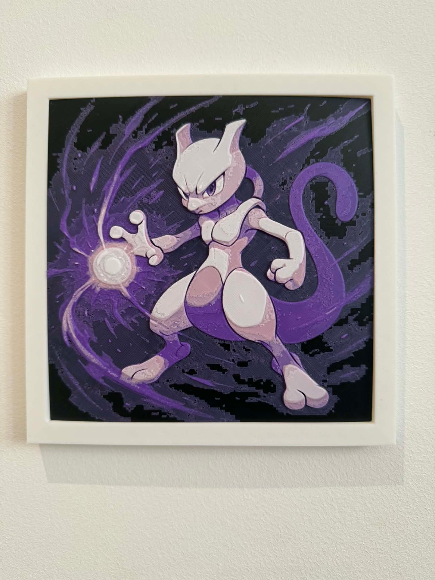 Charged Mewtwo 3D Pop Art - Textured Pokemon Wall Plaque - Modern Anime Fan Gift