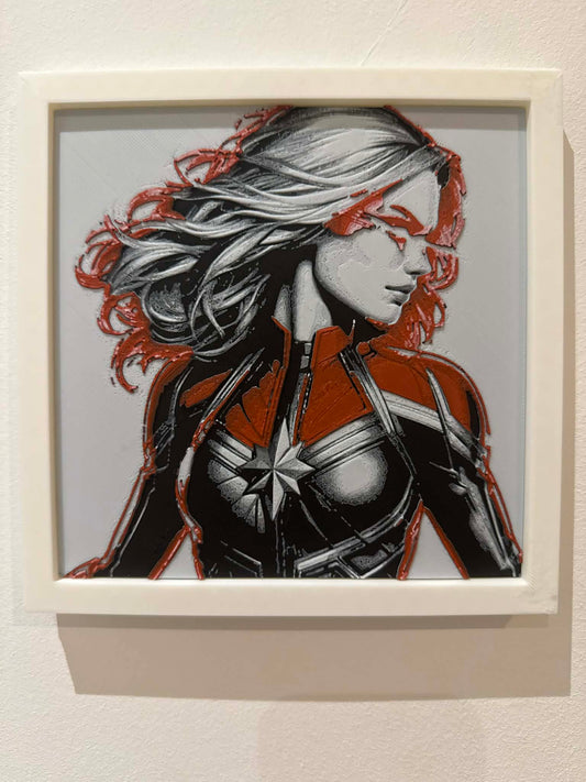 Dynamic 3D Textured Avenger Art | Captain Marvel Wall Decor