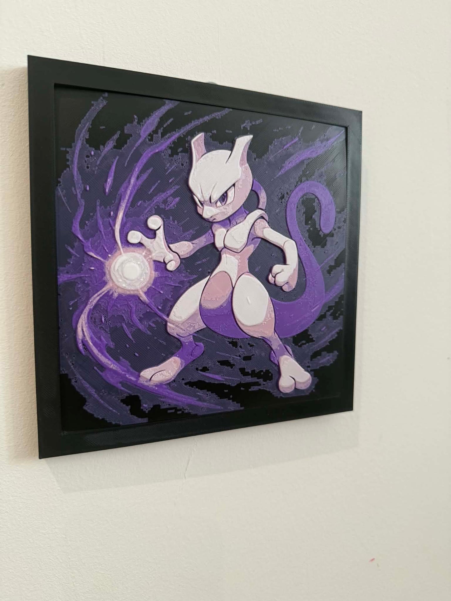 Charged Mewtwo 3D Pop Art - Textured Pokemon Wall Plaque - Modern Anime Fan Gift