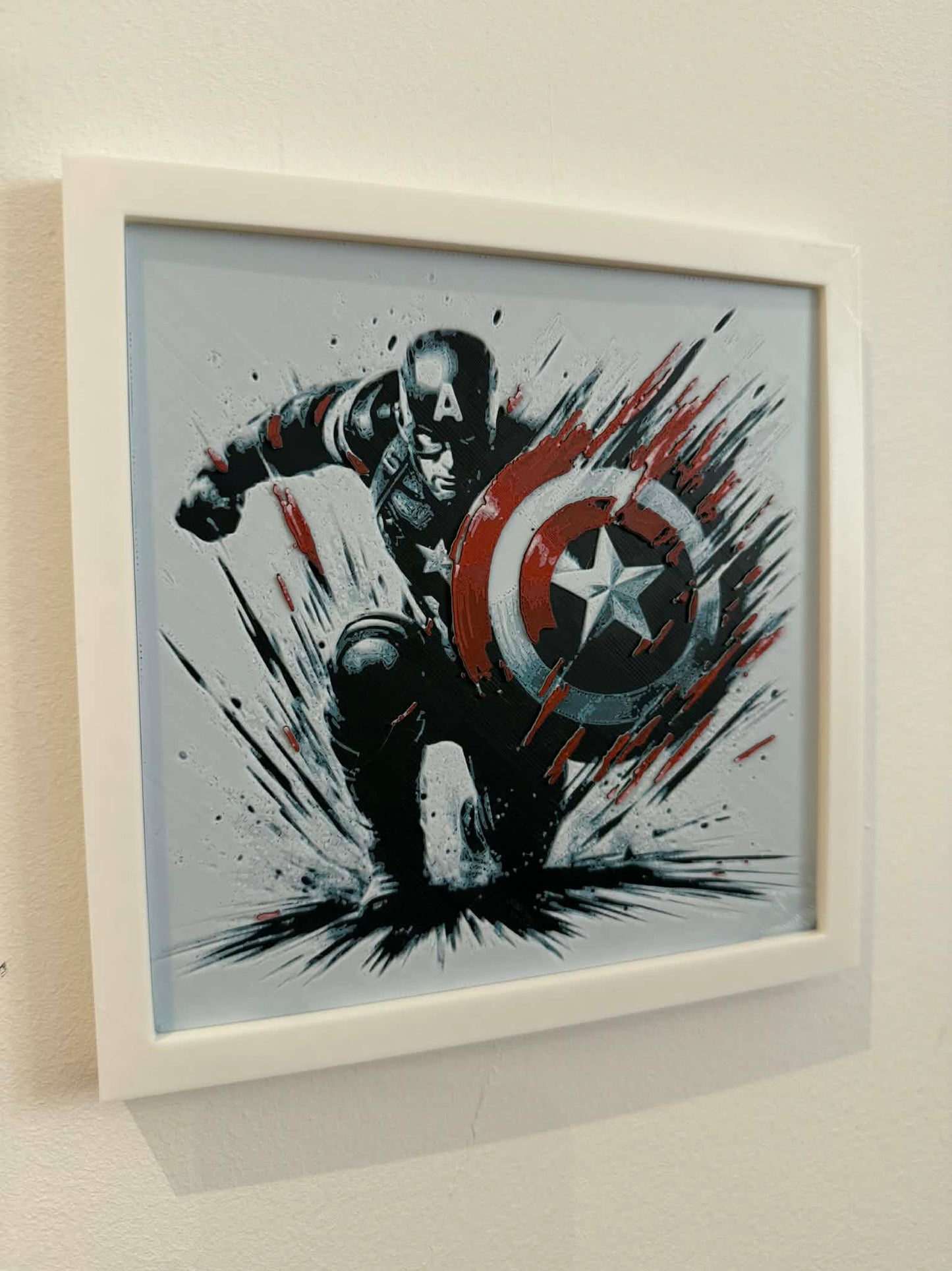 Dynamic 3D Textured Avenger Art | Team Cap Wall Decor
