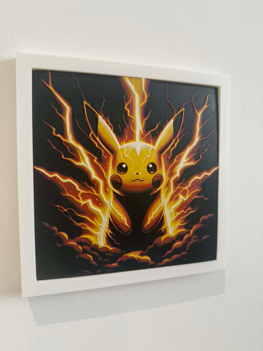 Charged Pikachu 3D Pop Art - Textured Pokemon Wall Plaque - Modern Anime Fan Gift