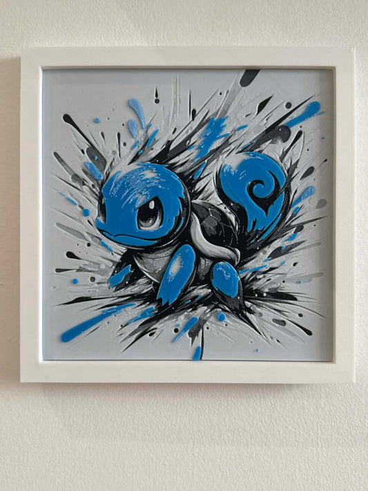 Graffiti Style Squirtle 3D Pop Art - Textured Pokemon Wall Plaque - Modern Anime Fan Gift