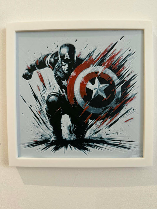 Dynamic 3D Textured Avenger Art | Team Cap Wall Decor