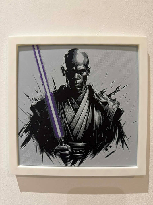 Stylized Master Windu 3D Pop Art - Textured Star Wars Wall Plaque - Modern Star Wars Fan Gift