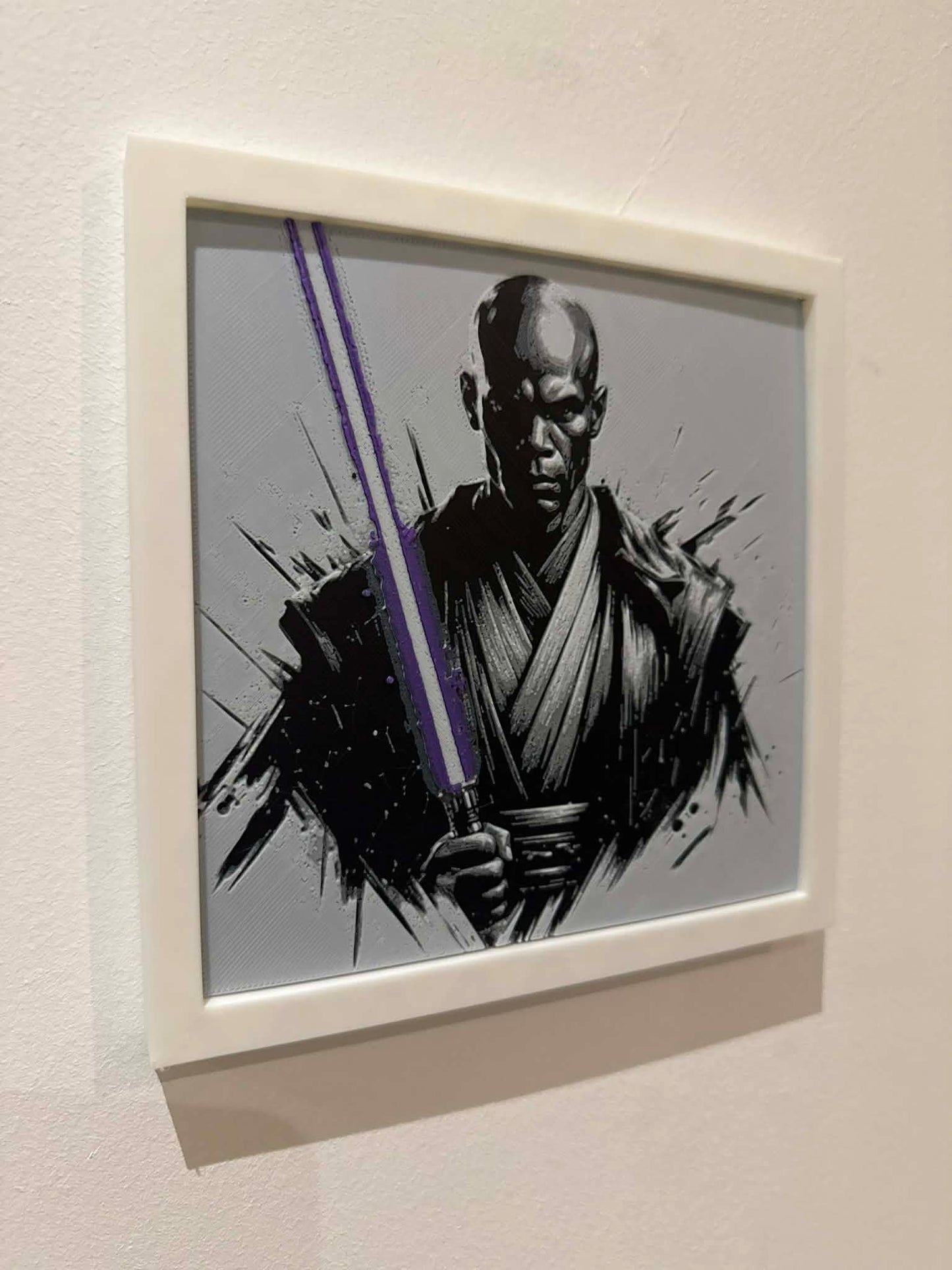 Stylized Master Windu 3D Pop Art - Textured Star Wars Wall Plaque - Modern Star Wars Fan Gift