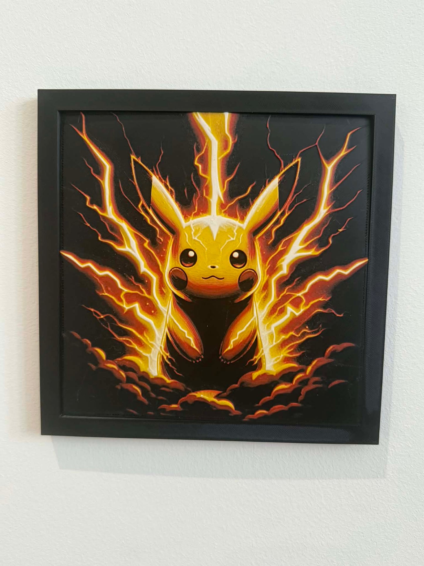Charged Pikachu 3D Pop Art - Textured Pokemon Wall Plaque - Modern Anime Fan Gift
