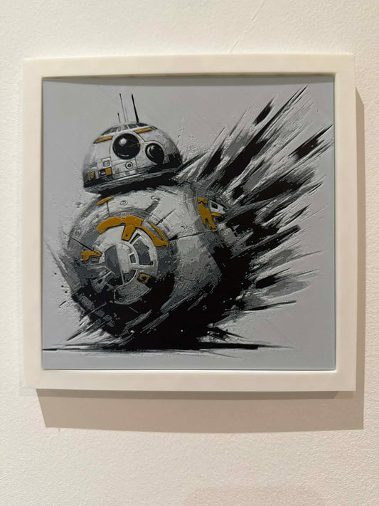 Stylized BB-8 3D Pop Art - Textured Droid Wall Plaque - Modern Star Wars Fan Gift
