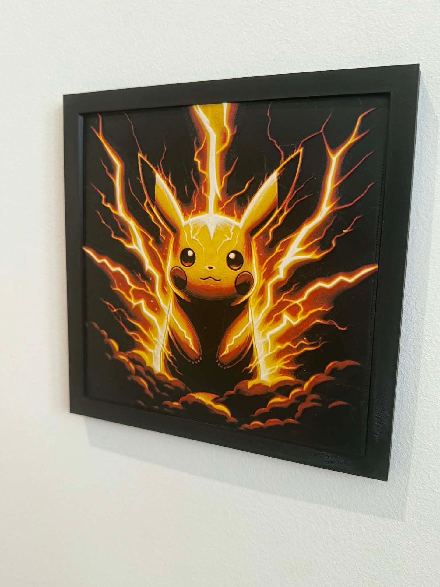 Charged Pikachu 3D Pop Art - Textured Pokemon Wall Plaque - Modern Anime Fan Gift