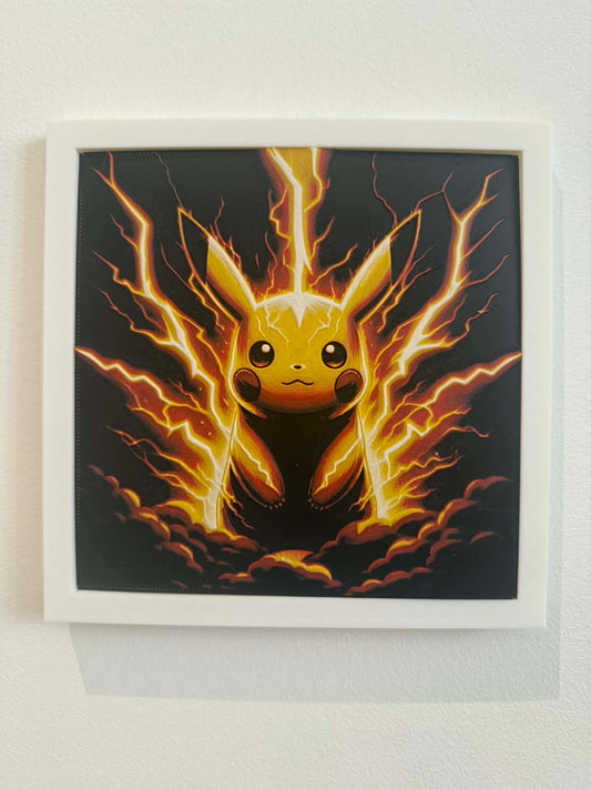Charged Pikachu 3D Pop Art - Textured Pokemon Wall Plaque - Modern Anime Fan Gift