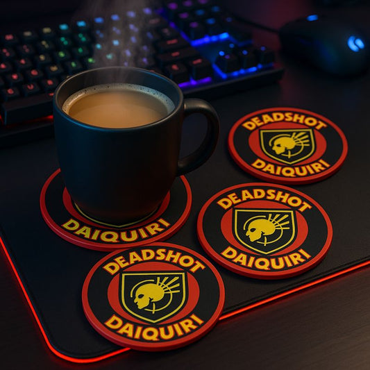 Deadshot Perk Coasters: Geeky Home Decor, Set of 4