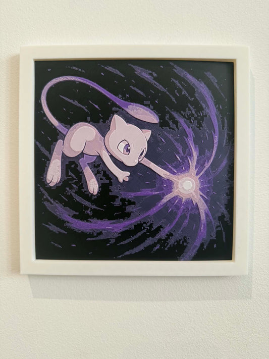 Charged Mew 3D Pop Art - Textured Pokemon Wall Plaque - Modern Anime Fan Gift