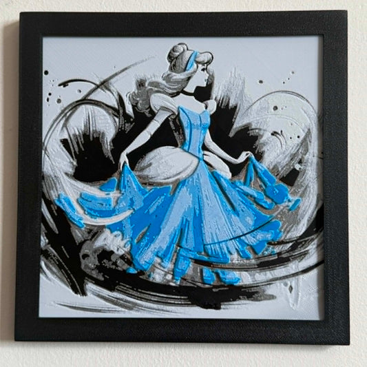 Princess Cinderella 3D Textured Portrait Art Piece