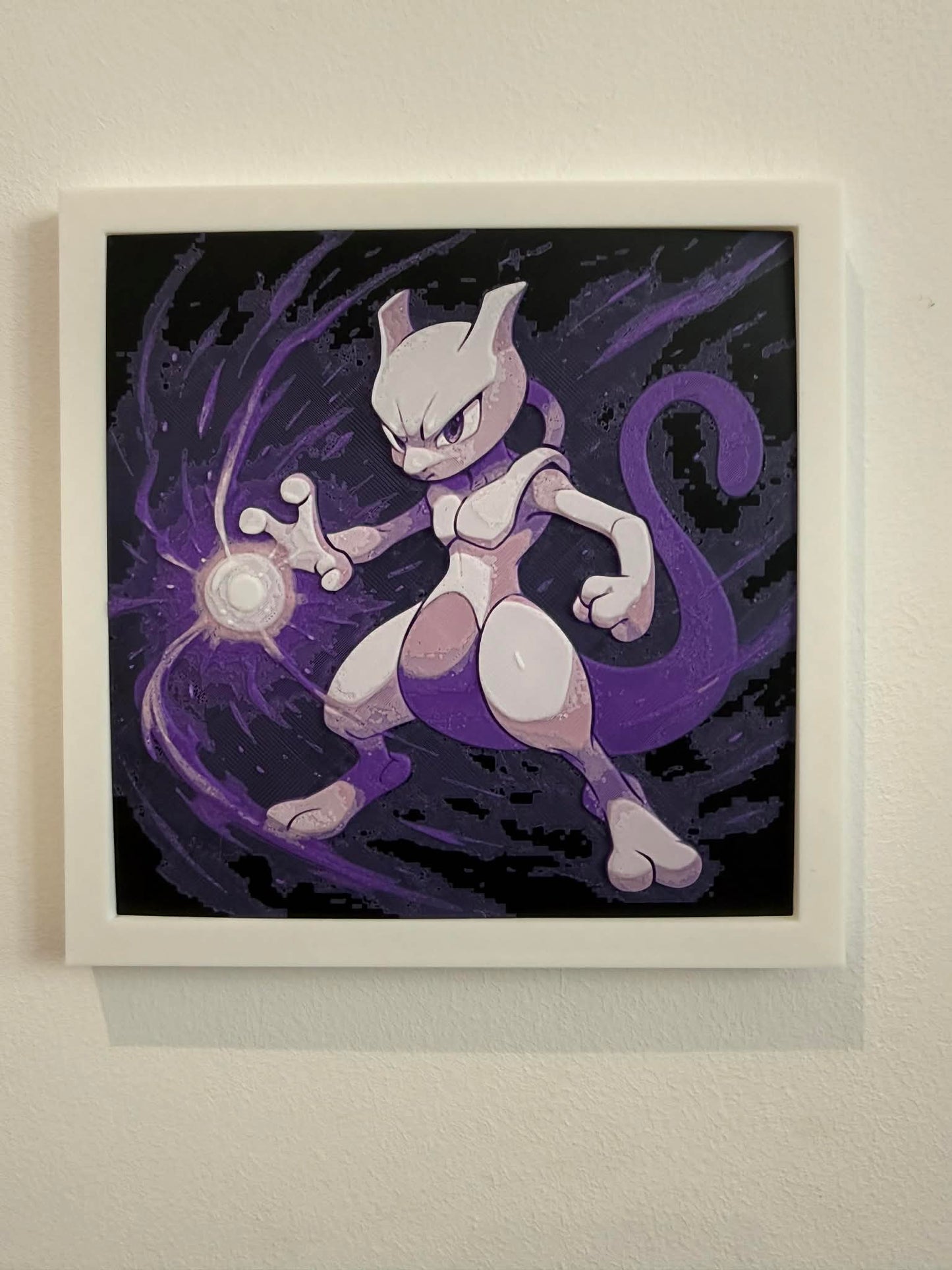 Charged Mewtwo 3D Pop Art - Textured Pokemon Wall Plaque - Modern Anime Fan Gift