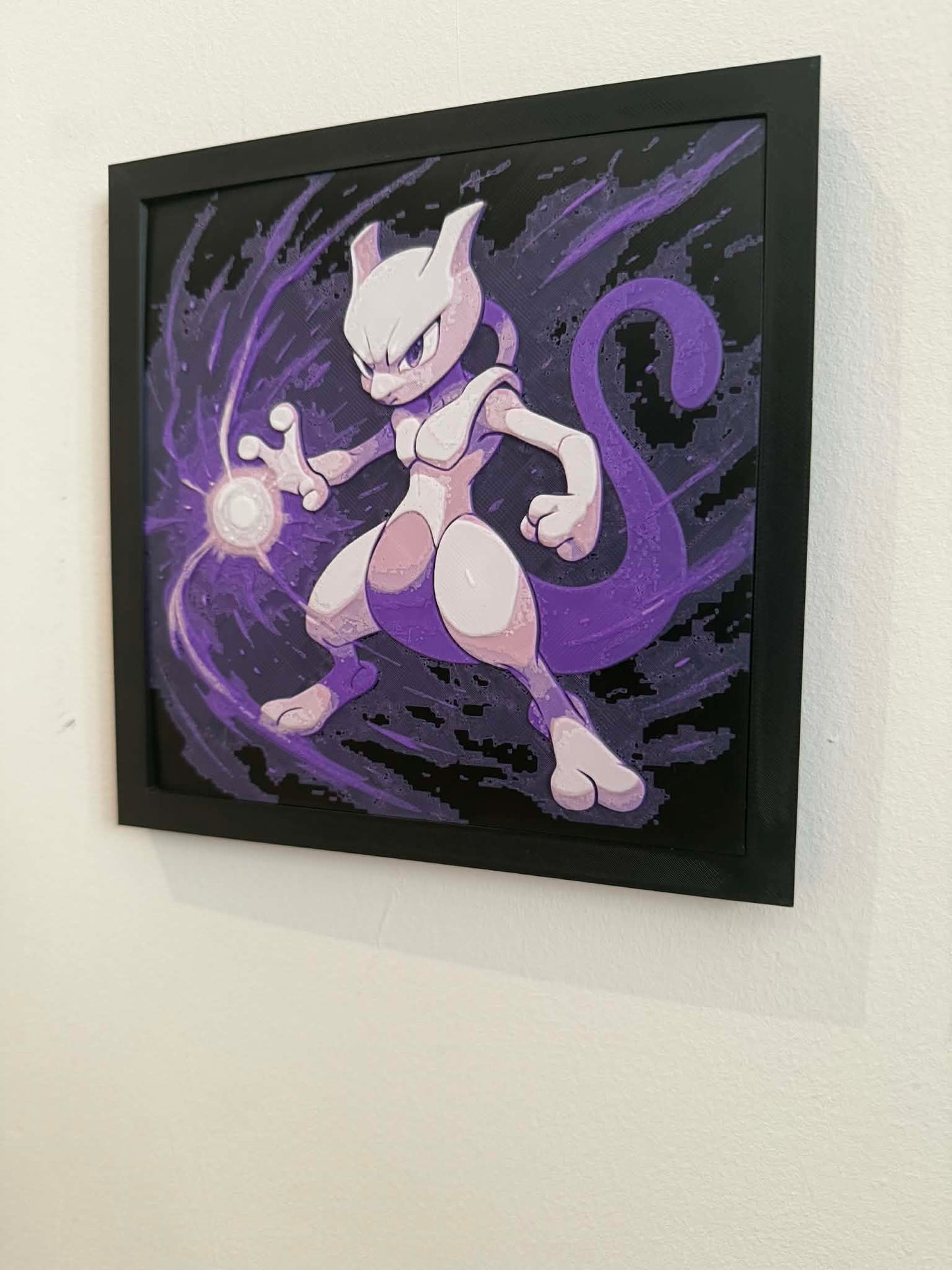 Charged Mewtwo 3D Pop Art - Textured Pokemon Wall Plaque - Modern Anime Fan Gift