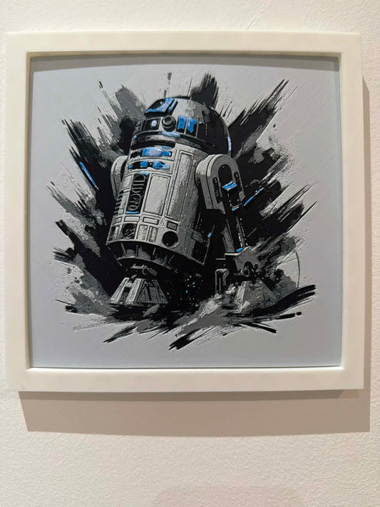 Stylized R2-D2 3D Pop Art - Textured Droid Wall Plaque - Modern Star Wars Fan Gift