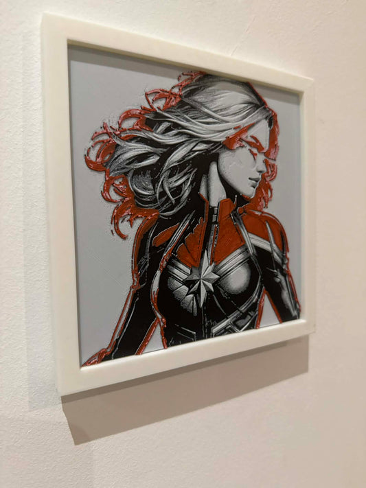 Dynamic 3D Textured Avenger Art | Captain Marvel Wall Decor