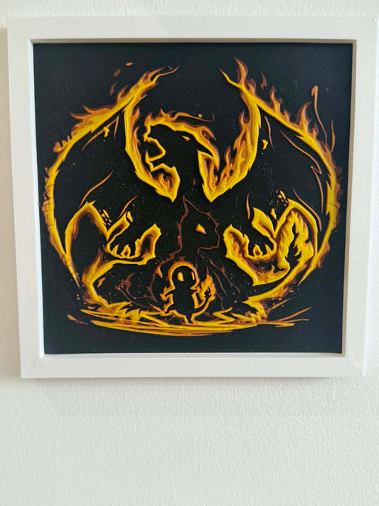 Charmander Evolution 3D Pop Art - Textured Pokemon Wall Plaque - Modern Anime Fan Gift