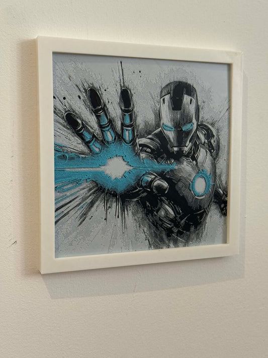 Dynamic 3D Textured Avenger Art | Iron Man Blue Pulse Wall Decor